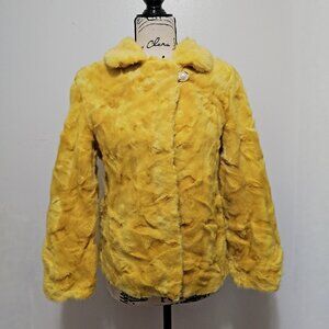 New Real Sectioned Mink Fur Coat Blazer Jacket Yellow Gold Mustard Lemon Saffron